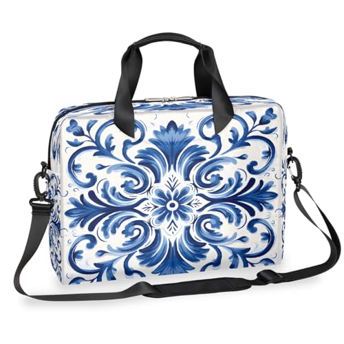 Bolso para laptop 15.6-16 pulg. vintage azul floral resistente al agua