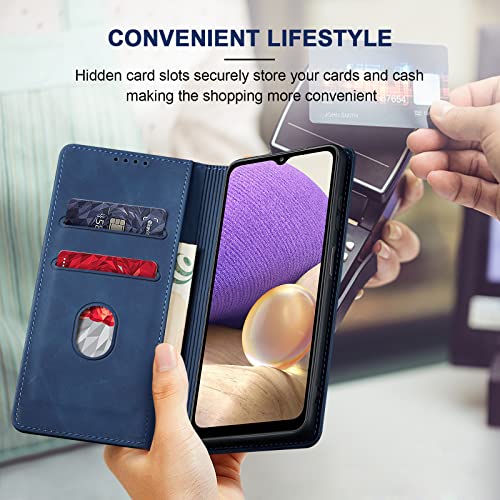 Image of Jasonyu Flip Wallet Case for Samsung Galaxy A32 5G,Blue