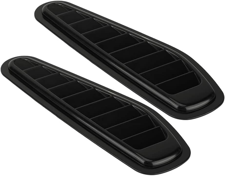 Automaze 2pc Glossy Black Style Car Air Flow Intake Decorative Scoop