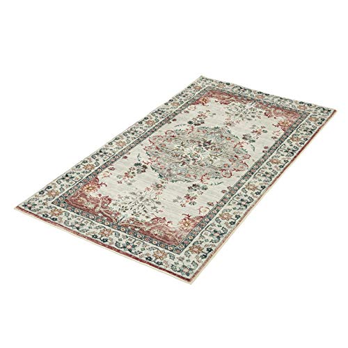 TALETA Mila Teppich Wohnzimmer,Blumenteppich Kurzflor,Wasserabweisender Orientalischer Küchenteppich für Vorzimmer… – Bild 5