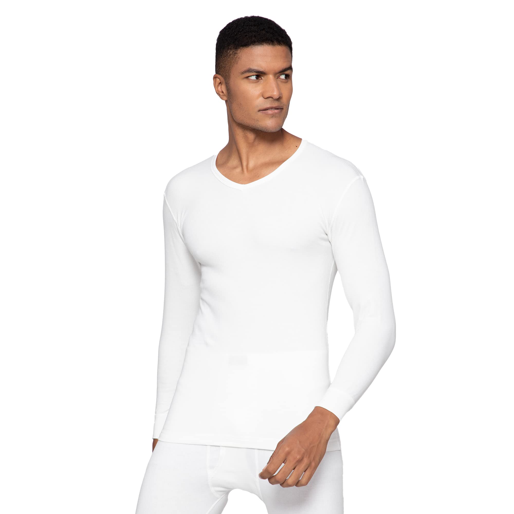 sporto (Macho Ultima Men's Thermal Top | V-Neck & Full Sleeves | Ultra-Thin, Feather-Soft Fabric | Triple Insulated for Extra Warmth | Solid - (White)-picture-11