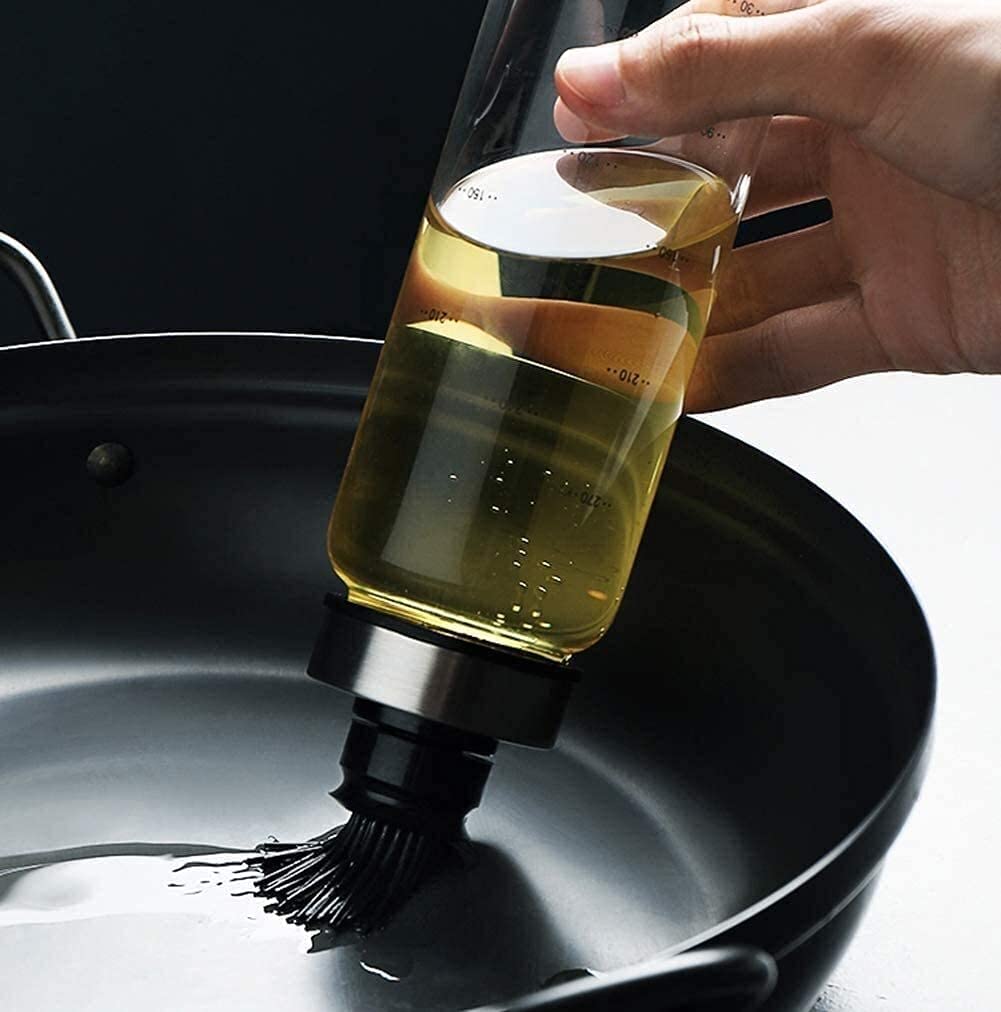 Set Olio e aceto Dispenser di Olio e aceto, Bottiglia di aceto di Olio Bottiglia di Vetro Bottiglia di Olio a Prova di perdite Trasparente, con misurazione della Oliera