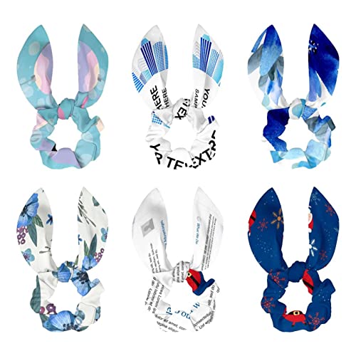 Chouchous en velours bleu avec oreilles de lapin, cadeau idéal pour fille