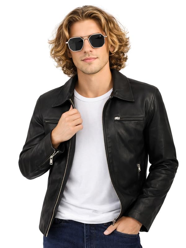 leather retail Spread Collar Men's Jacket-picture-38