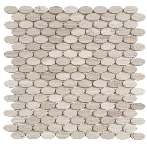Apollo Tile 11.2 x 11.6 in. Oval Mosaic Beige Polished