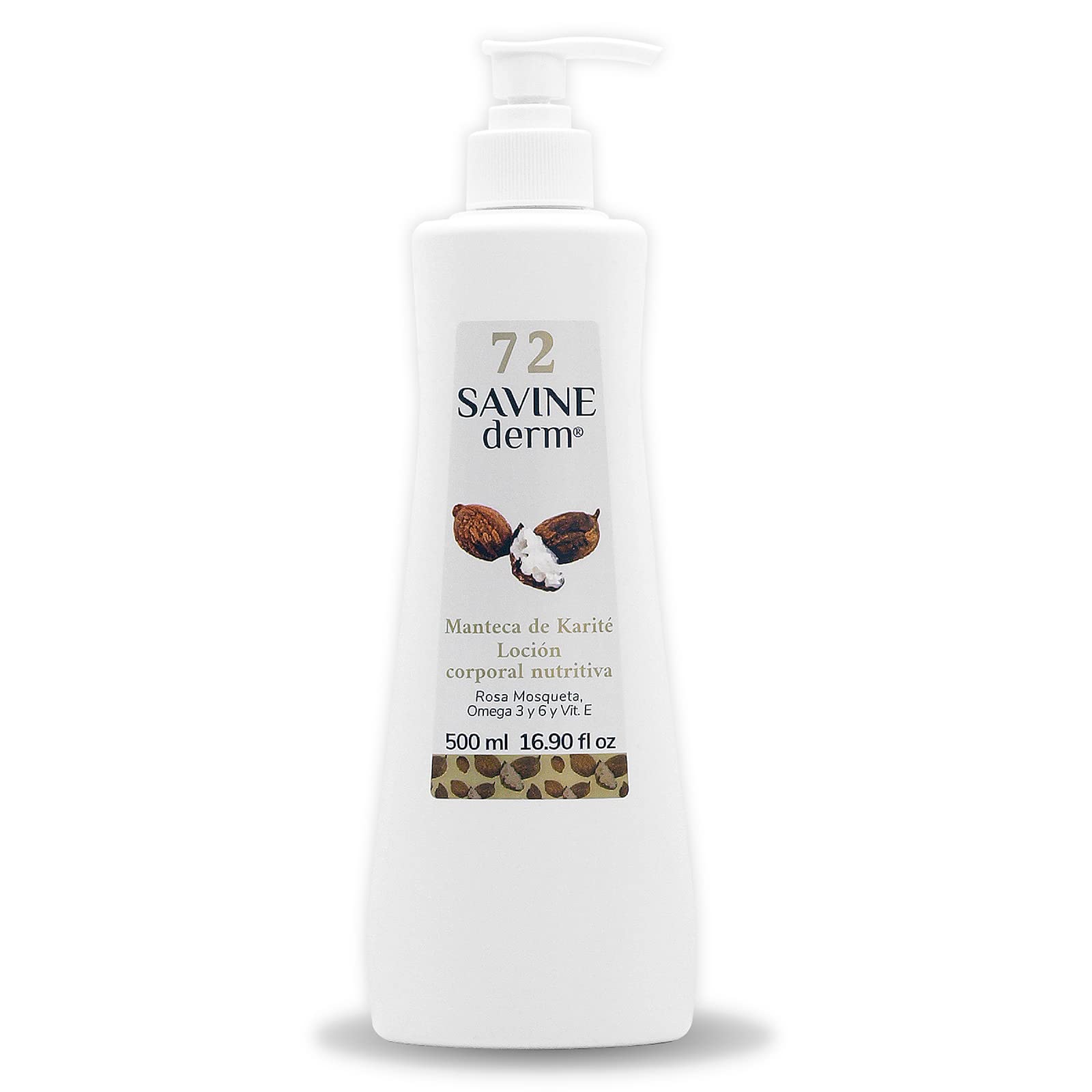 SAVINE DERM LOCIÓN CORPORAL HIDRATANTE MANTECA DE KARITÉ 100% PURA para Pieles Secas/Previene Estrías/Hidratación intensa/Aporta Elasticidad y Suavidad a la Piel/Manteca de Karité Pura 500mL