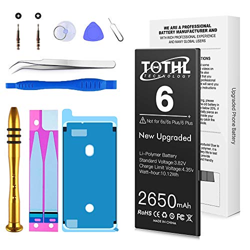 [2650mAh] Battery for iPhone 6/6G, Upgraded New 0 Cycle Battery Replacement for iPhone 6 with Complete Professional Repair Tools Kits - 3 Years Service
