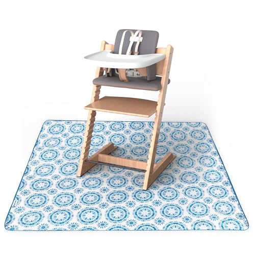 Image of Tiny Twinkle Splat Mat for Under High Chair or Table | 51" x 51" Waterproof & Mess-Proof High Chair Mat for Baby, Machine Washable for Mealtime or Art(Tie Dye)