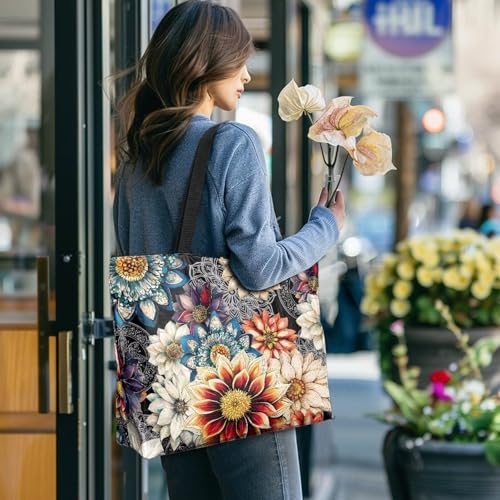 Tote Paper Bag USA Flag Shoulder Bag with Zippers, Jeans Pocket Puppy Large Shopping Beach Bags Handle Book Tote4