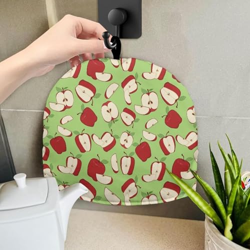 Image of Large Tea Cozy for Teapot Red Apple Print Extra Thick Tea Pot Cover Home Kitchen Decoration Insulated Teapot Cozy Dust Kitchen Accessories for Home Daily