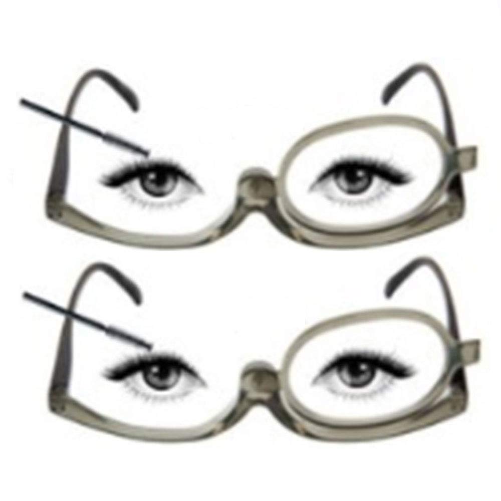 HZWL Make-up Reading Glasses (2 Pieces) Ladies Single-lens Cosmetic Magnifying Glass Colorful Glasses Legs Grey-+3.0