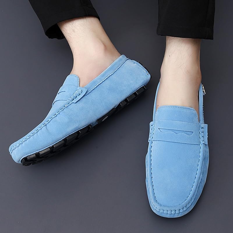 Battle Men Men's Suede Penny Loafer– Driving Moccasins Casual Slip-On Solid Color Shoes for Weekend Outings and Summer Comfort4