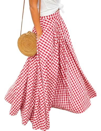 Mansy Classic Plaid Long Skirt Women's High Waisted A Line
