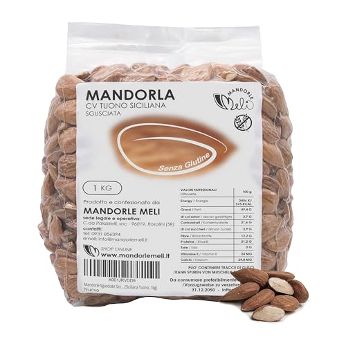 Almendras fritas sicilianas, fuente de vitaminas y fibras de frutas secas, sin gluten (Tuone, 1 kg)