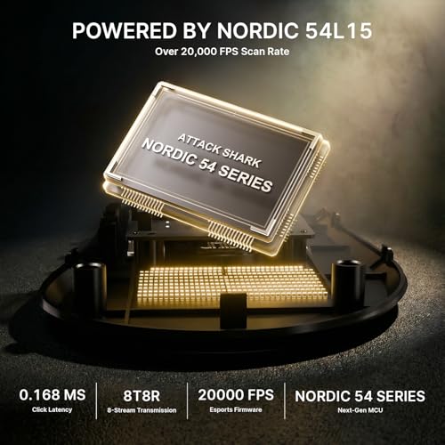 Image of ATTACK SHARK V8 8K Wireless Gaming Mouse Whit 42000 DPI-PAW3950 MAX Sensor-59g Lightweight-Nordic54L15 MCU-400h Battery Life, Triple Modes,Gaming Accessories for PC /Laptop /Mac (Black)