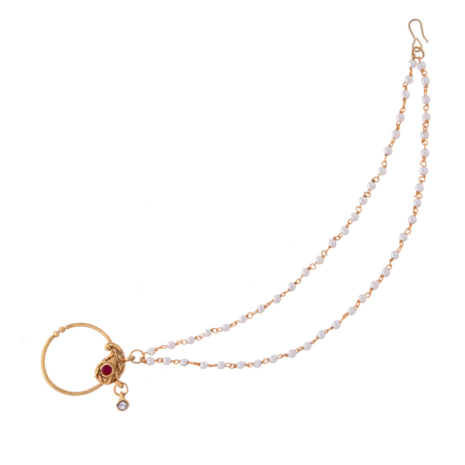 Payal Jewellers Traditional Ethnic Gold Plated Nose Ring | Adjustable Nath | Clip On Nose Ring Without Piercing With Long Chain for Women & Girls (B09YRSK7C9) Amazon Price History, Amazon Price Tracker