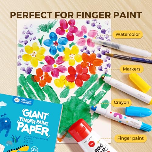 Jar Melo Finger Paint Paper 30 Sheets,10" X 15" Large Finger Painting Paper Pad for Kids,Acid Free, 101 Lb(150 GSM) - Thumbnail 2