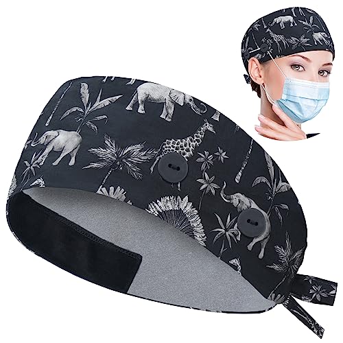Image of ABAMERICA Working Caps with Button and Sweatband, Adjustable Working Hats for Women Men, One Size(Tie Back or Toggle)