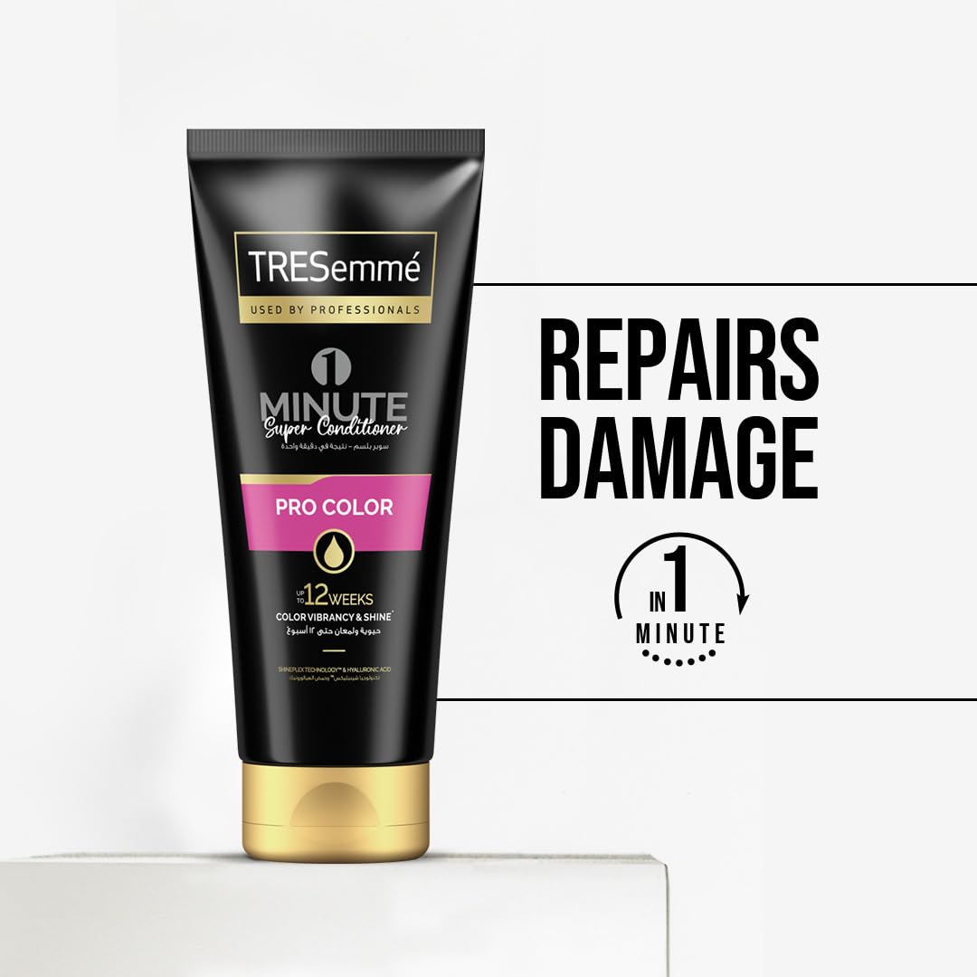TRESemmé Pro Color 1 Minute Super Conditioner, Intense Moisturization for Dry and Damaged Hair, with Shineplex Technology™ & Hyaluronic Acid, up to 12 Weeks of Color Vibrancy & Shine, 180ml
