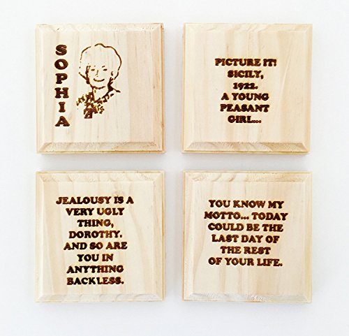 Golden Girl Coasters - The Best of Sophia - Permanent Engraved Gift Set of 4: Sophia & Her Best Quotes