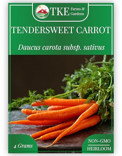 TKE Farms & Gardens - Tendersweet Carrot Seeds, 2500+ Non-GMO Heirloom Seeds, Grow Sweet, Crisp Carrots, Easy to Grow for Fresh Garden-to-Table Goodness, Includes Growing Instructions