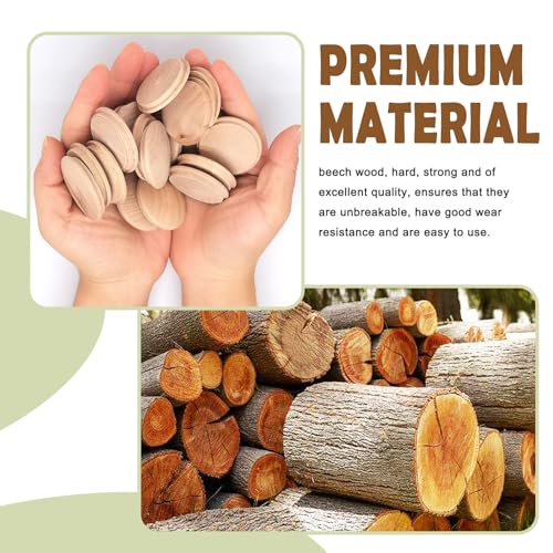 Image of 20pcs 40mmx35mm /1.5''x1.3''(Cover DiaxHole Dia) Stair Plugs,Beech Wood Screw Hole Covers,Button Top Screw Hole Plugs,Decorative Wooden for Woodworking