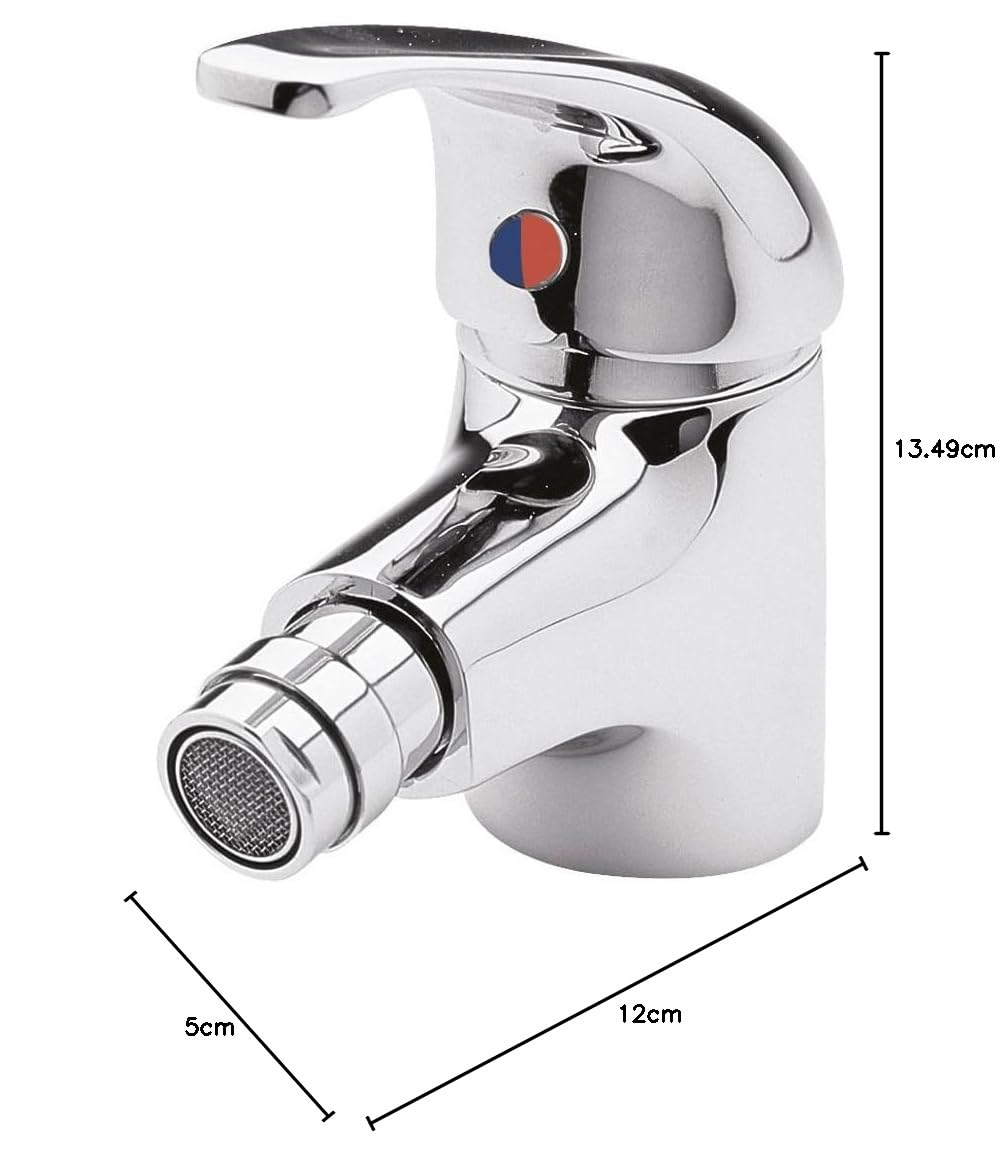 Rubinetto Monoleva Bidet in Ottone con Testa Mobile e Flessibili
