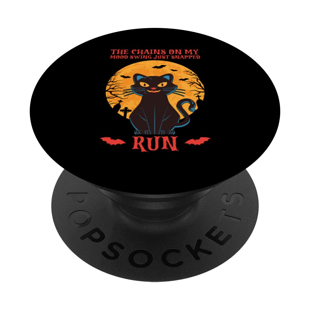 The chains on my mood swing just snapped - crazy cat quote PopSockets Swappable PopGrip, Black