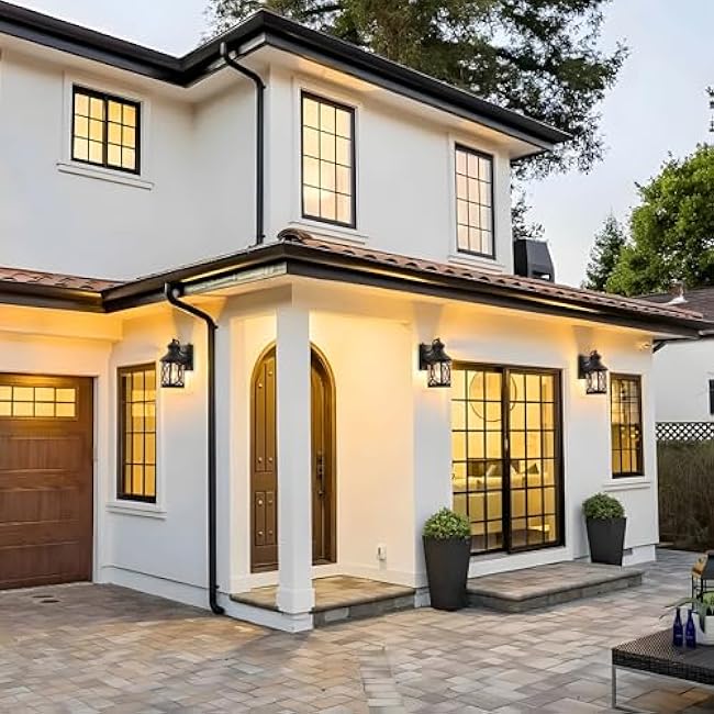 Outdoor Wall Lights with Dusk to Dawn, Exterior Wall Lanterns Lighting Fixtures Porch Sconces Matte Black Wall Mount Outdoor Lights with Photocell for Patio Yard Front Porch Garage, 2-pack