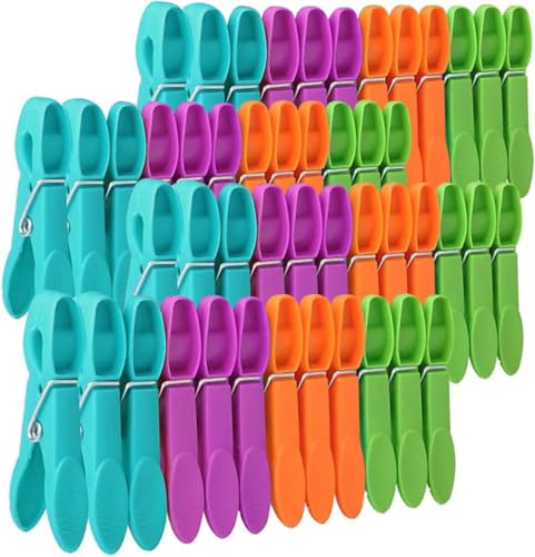 lohey 48PCS Pegs for Washing Line, Non Slip Strong Clothes Pegs with Durable Spring, Washing Line Pegs Plastic Laundry Pegs for Home Garden Outside
