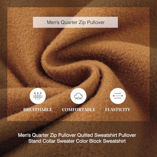 Men's Mock Neck Sweatshirts Quarter Zip Quilted Sweater Color Block Long Sleeve Casual Pullover4