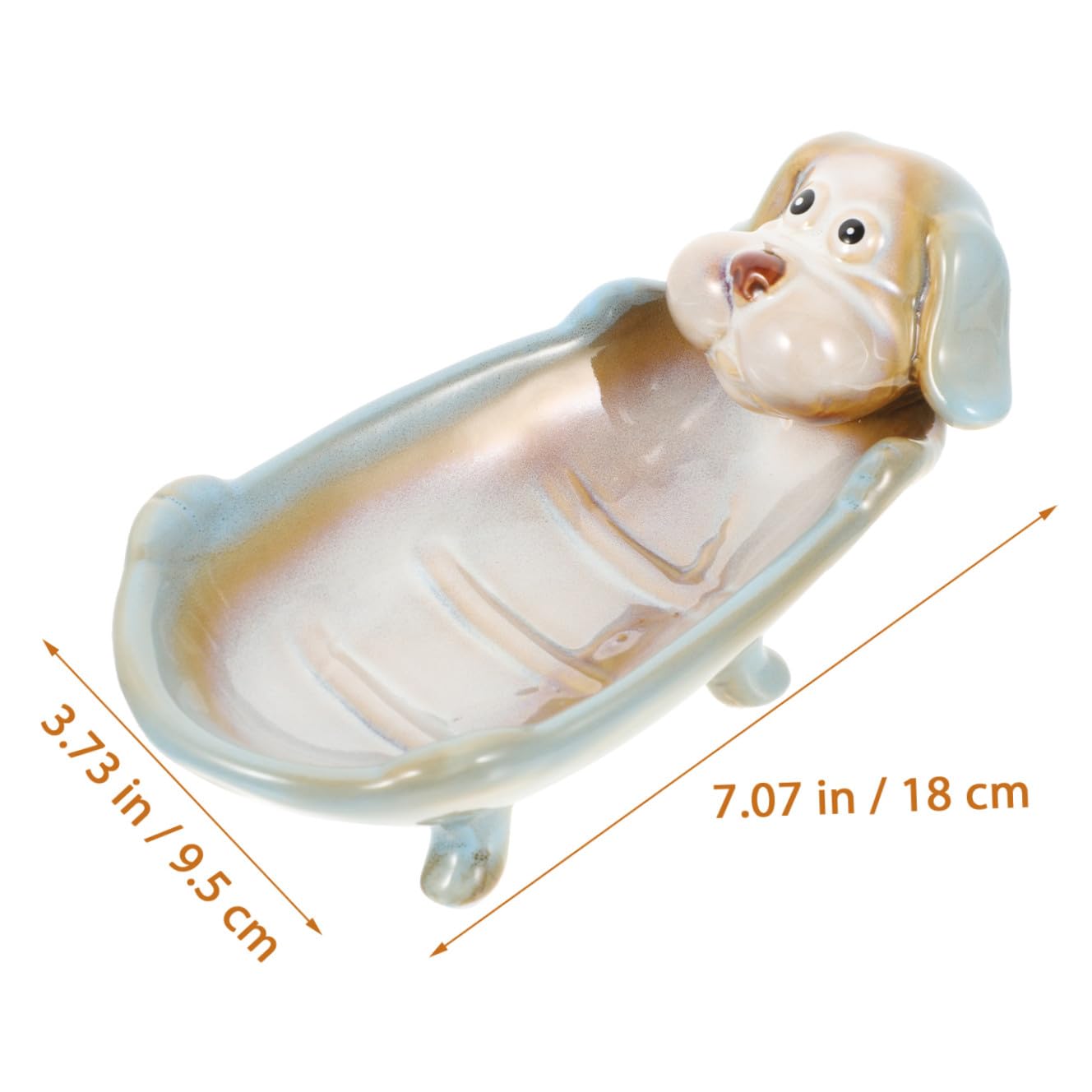 Portasapone in Ceramica a Forma di Cane Drenaggio per Bagno
