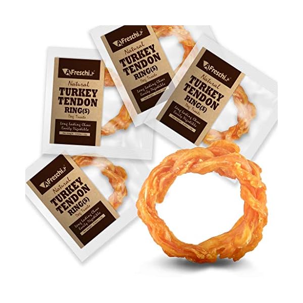 Afreschi-Turkey-Tendon-Dog-Treats-for-Signature-Series-All-Natural-Human-Grade-Puppy-Chew-Ingredient-Sourced-from-USA-Hypoallergenic-Easy-to-Digest-Rawhide-Alternative-4-UnitsPack-Ring-Small
