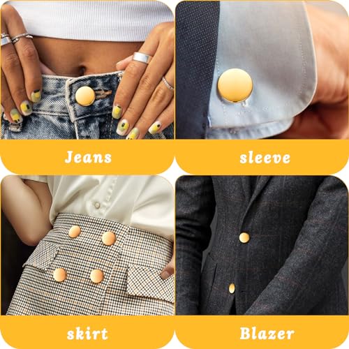 Ouligay 18 Pieces Gold Buttons for Blazers Metal Flat Button Vintage Golden Coat Buttons Round Shaped Sewing Button for Sewing Shirt Suits Uniform Jackets DIY Craft 15mm 20mm 25mm - Image 4