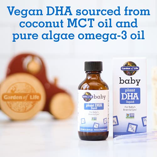 Garden of Life Baby Plant DHA Liquid, 600mg Omega 3 DHA Drops for Baby