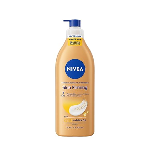NIVEA Loción corporal de melanina reafirmante para la piel con Q10 y aceite de argán, piel más firme en tan solo siete días, botella con bomba de