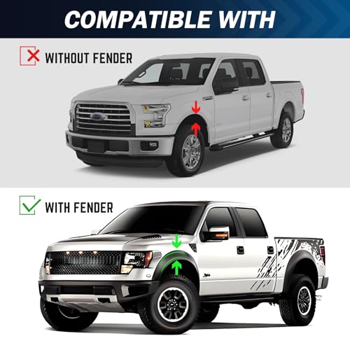 Image of Mud Flaps Compatible with Ford F-150 2015-2020 | Fits with OEM Fender Flares| Front & Rear Splash Guards | 4PCS Set | No Drill Installation | ABS Molded, Black