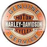 Nostalgic-Art Retro Blechschild, Ø 35 cm, Harley-Davidson – Genuine Service – Geschenk-Idee für Biker, Original Lizenzprodukt (OLP), aus Metall, Vintage Design, Blechschilder Sprüche