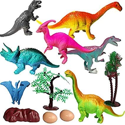 Shoro Cartoon Animal,Dinosaur Figures Set for Kids,Dinosaur Animal Play Set, Educational Toy Learning Toy - Assorted Size (Pack of 6 Assorted Dinosaur Animals)