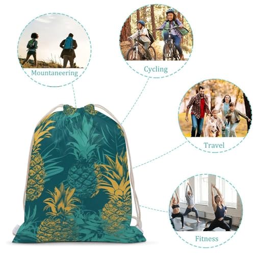 Drawstring Backpack Foldable Draw String Bags Tropical Pineapple Sackpack Sports Gym Bag for Shopping Yoga3