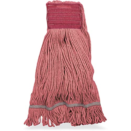 Image of SPARTA Flo-Pac Cotton Mop Head, Loop-Ended, Wide Band with 5 inch Red Band for Organized Cleaning, Large, Red, (Pack of 12)