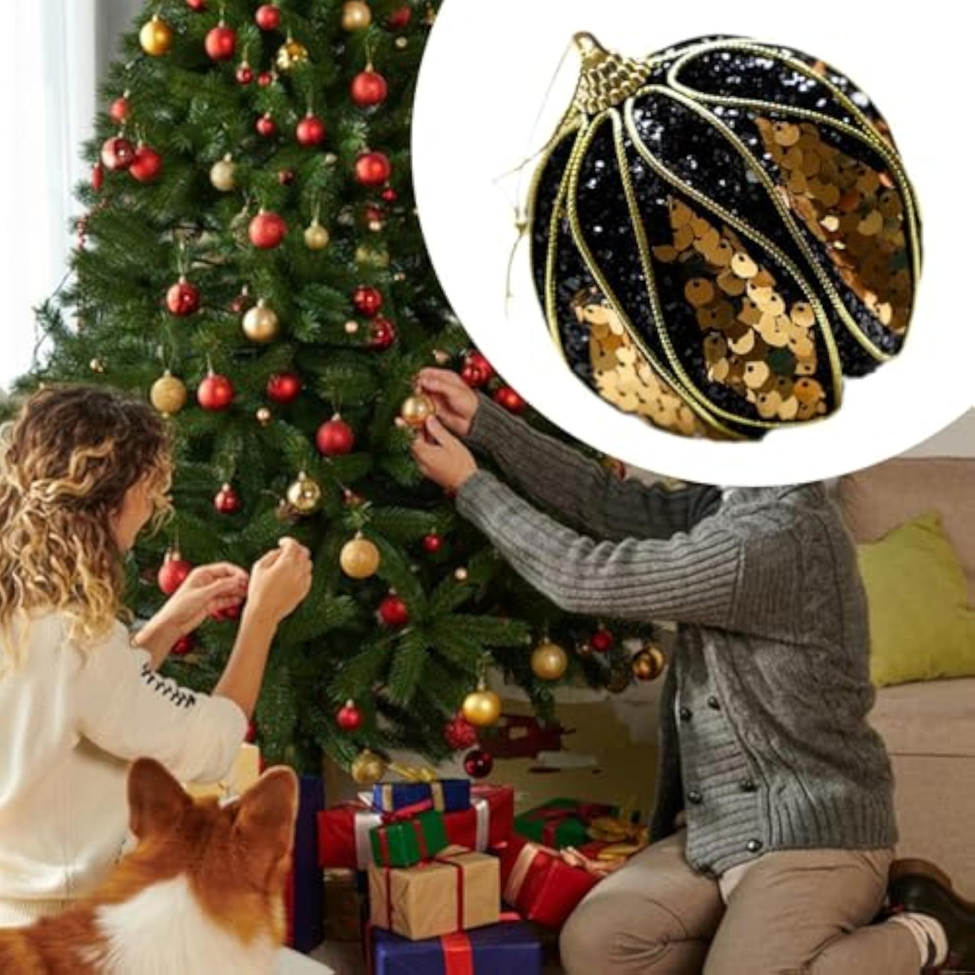 Christmas Glitter Pendant Baubles, New Year Decor