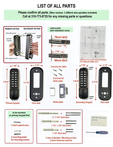 Jounjip Mechanical Keyless Combination Latch Door Lock - Double Sided Keypads For Gates, Fences, Windows - No Battery No Power Needed (Oil-Rubbed Bronze) - Not A Deadbolt #TOP5