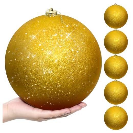 Zubebe 6 Pcs 8" Extra Large Outdoors Christmas Balls Ornaments Jumbo Oversized Christmas Tree Decorations Giant Hanging Xmas Plastic Balls Ornaments for Lawn Yard Decoration(Gold)