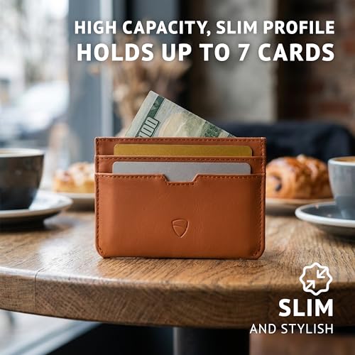Image of Vaultskin MOORGATE Slim Card Holder - Minimalist Leather Wallet with RFID Blocking, Front Pocket Credit Card Case for Men & Women