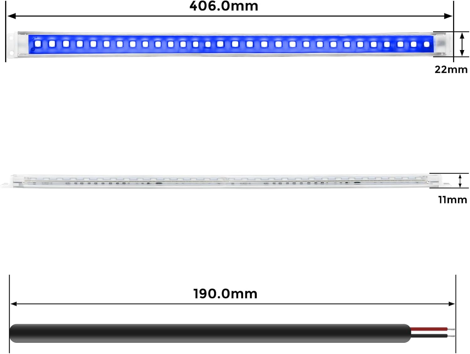 16 inch Marine Courtesy Lights, RGBW 4-Color Marine LED Strip Lights, 10-30V IP65 Waterproof, Ultra Thin 0.4" Design, 30 LEDs 120° Beam Angle for Deck Interior Cabin Cockpit Salon 1 Pc