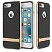 iPhone 7 Plus (5.5 inch) Case, ROCK MOOST [Royce Series] Dual Layer Thin & Slim Shockproof Case for iPhone 7 Plus [Black / Champagne Gold]