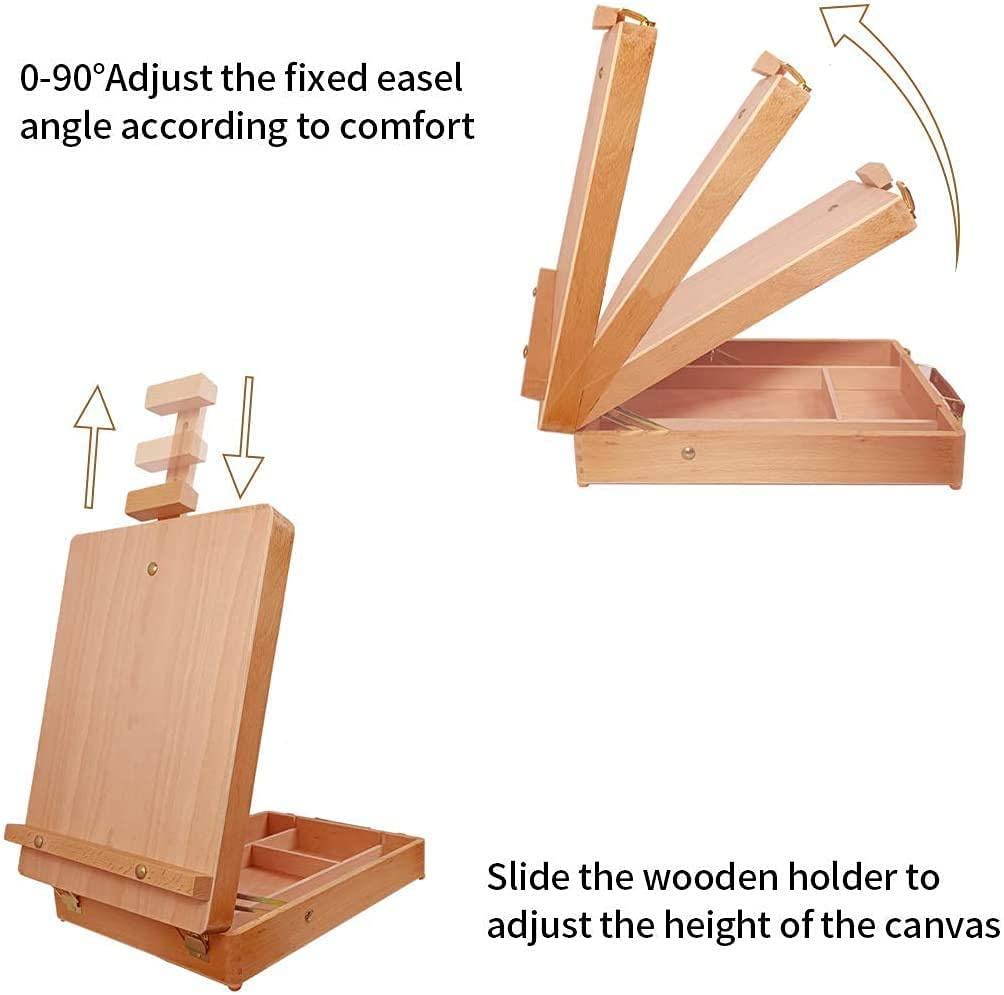 Tabletop Easel Beech Wood Pintura Caballete Arte Soporte de Caballete Adecuado for Pintores, Adultos y niños