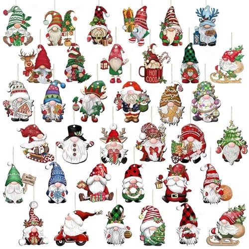 ZXTGBQ 36 Pezzi Ornamenti Natalizi in Legno, Decorazioni per Albero