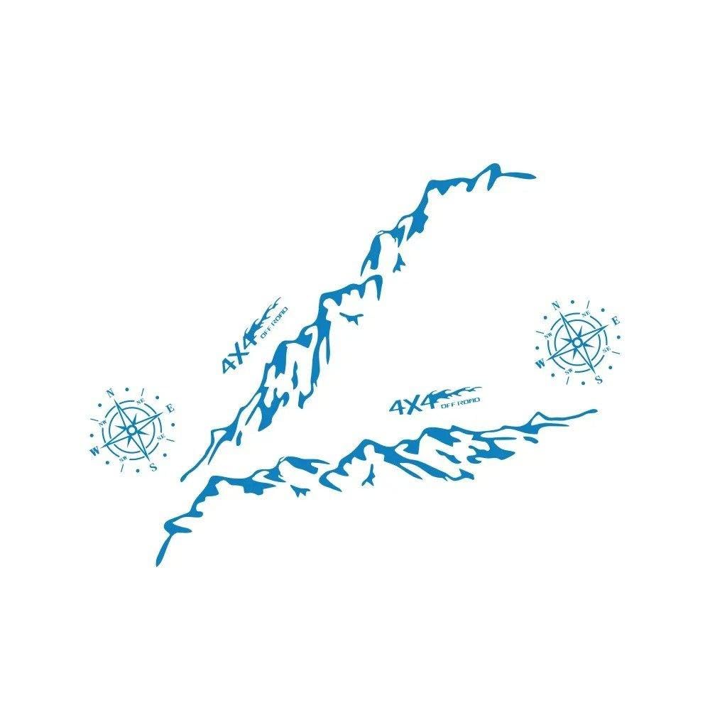 Pickup Side Stickers Graphics 4X4 Mountain Vinyl Decals(Glossy Blue)